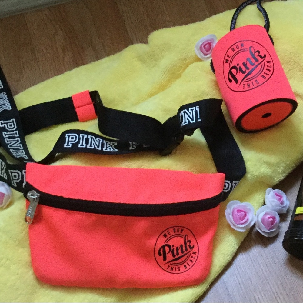 PINK VS Fanny Pack & Drink Koozie🌊😎🐚☀️